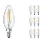Multipack 10x Ledvance Classic LED E14 Candle Filament Clear 4W 470lm - 827 Extra Warm White | Replaces 40W