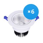 Multipack 6x Bright Choice LED Downlight Round Tiltable 12W 960lm 60D - 930 Warm White | 110mm - Cutout 90mm - UGR <19
