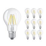 Multipack 10x Ledvance  Classic LED E27 Pear Filament Clear 4W 470lm - 827 Extra Warm White | Replaces 40W