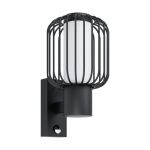 Eglo Wall Light Ravello Steel Black | IP44 - Suitable for 1x E27 - Motion Sensor